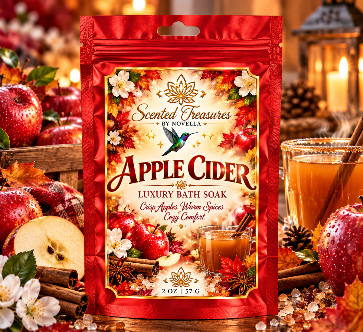 Apple Cider Luxury Bath Soak – Crisp Apple & Warm Cinnamon | 2 oz