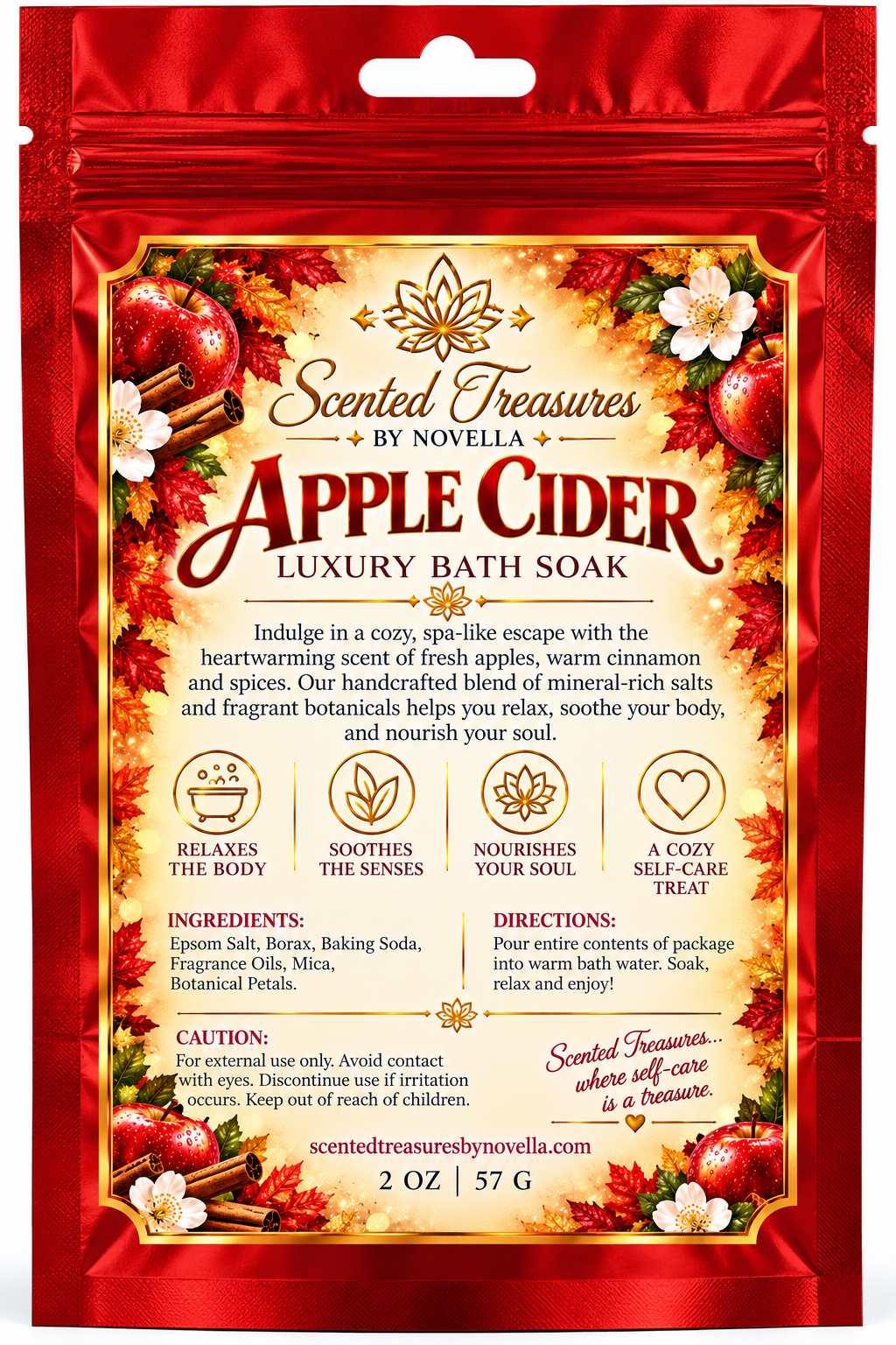 Apple Cider Luxury Bath Soak – Crisp Apple & Warm Cinnamon | 2 oz