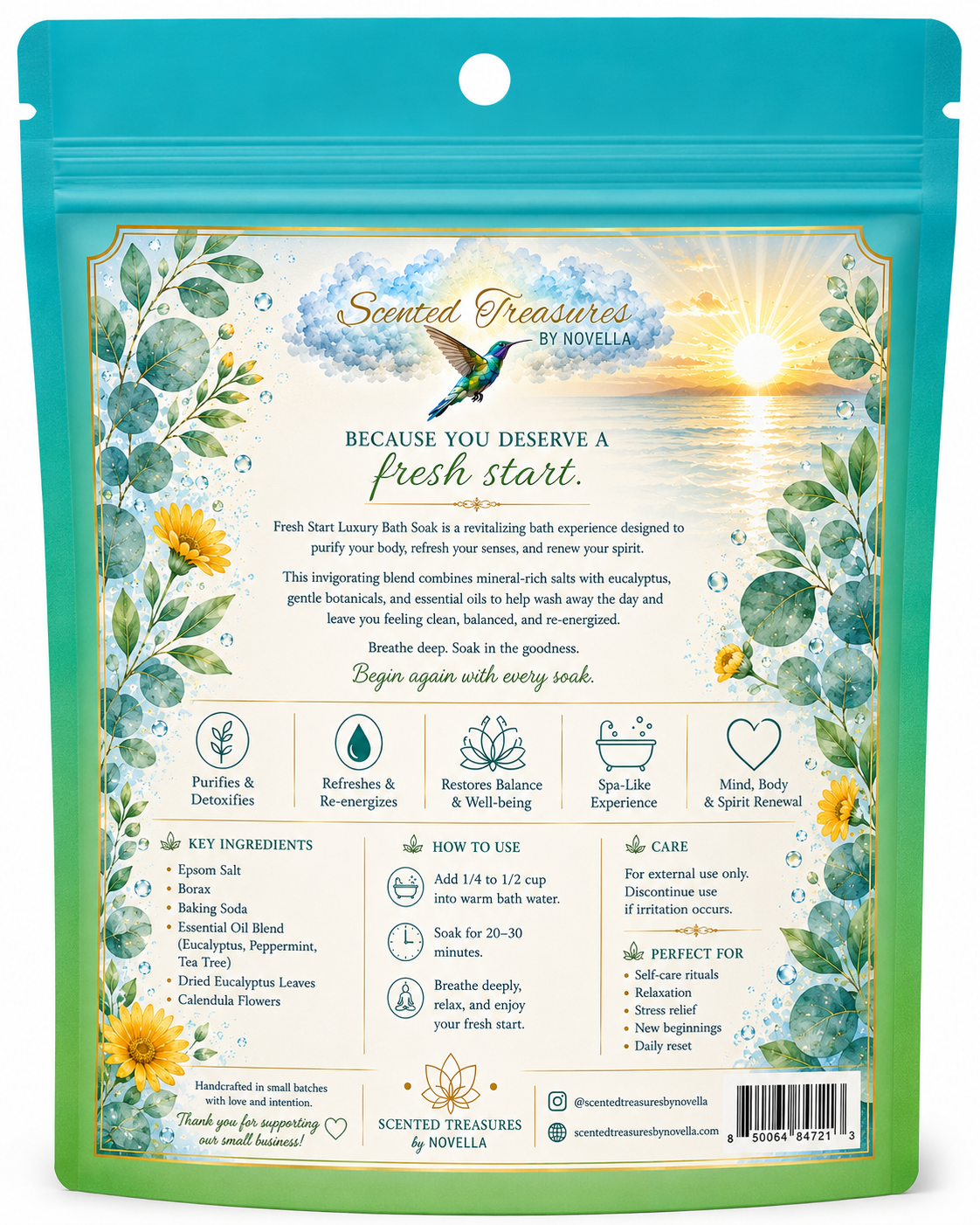 Fresh Start Detox Bath Soak | Eucalyptus & Peppermint Refresh (8oz)