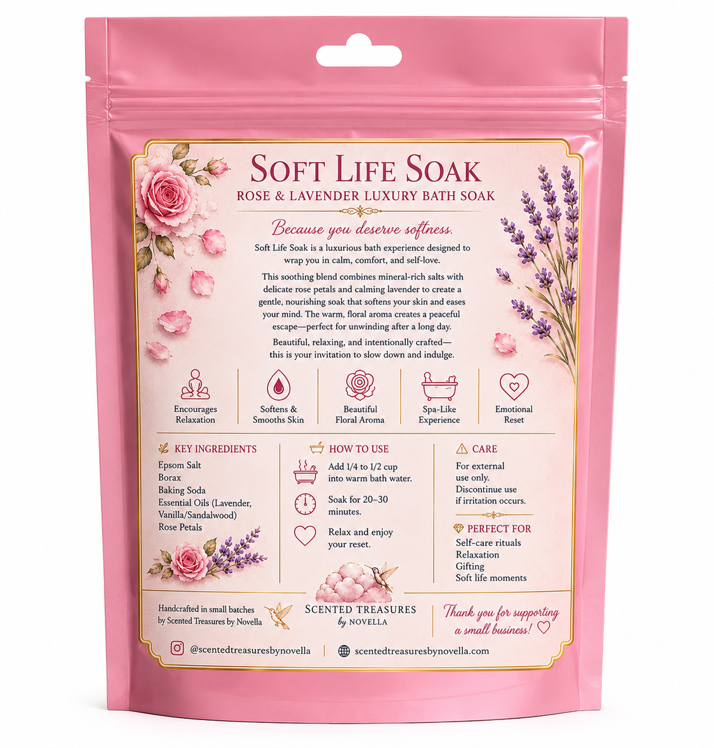 Soft Life Soak | Rose & Lavender Luxury Bath Soak (2oz)