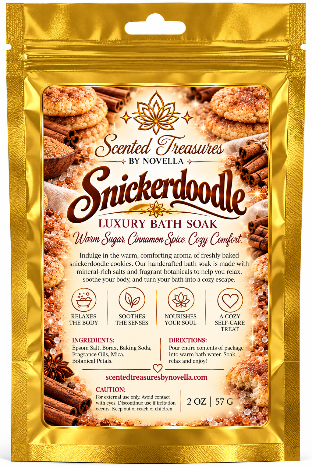 Snickerdoodle Luxury Bath Soak – Cinnamon Sugar & Warm Vanilla | 2 oz