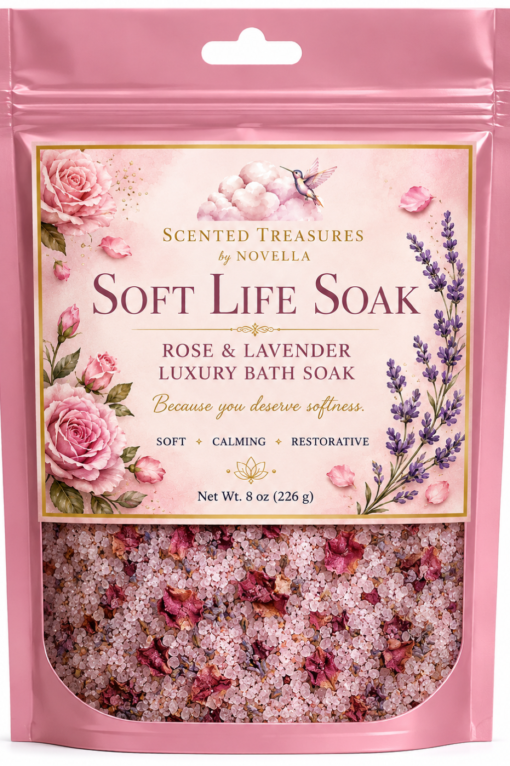 Soft Life Soak | Rose & Lavender Luxury Bath Soak (8oz)